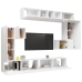 Set de muebles para TV 8 piezas madera contrachapada blanco