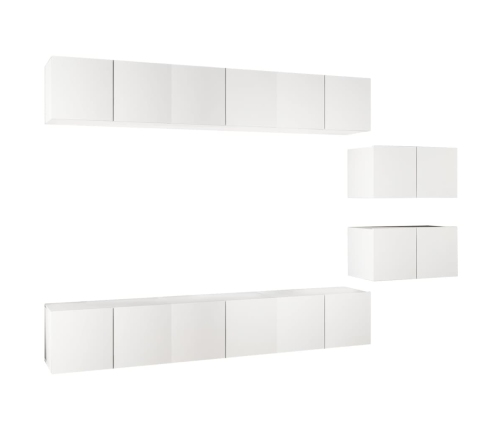 vidaXL Mueble de TV 8 piezas de madera contrachapada blanco