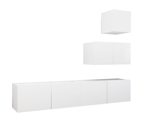 Set de muebles de salón TV 4 piezas madera de ingeniería blanco