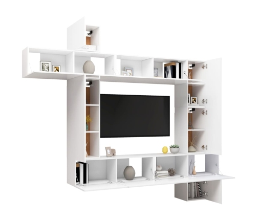 vidaXL Set de mueble para TV de 9 piezas madera de ingeniería blanco