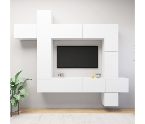 vidaXL Set de mueble para TV de 9 piezas madera de ingeniería blanco