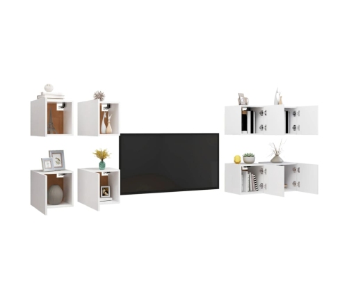 Muebles de pared para TV 8 uds blanco 30,5x30x30 cm