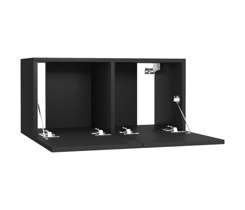 Juego de muebles de TV 5 piezas madera contrachapada negro