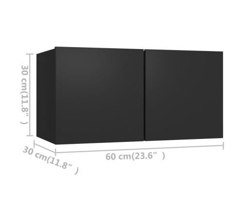 Juego de muebles de TV 5 piezas madera contrachapada negro