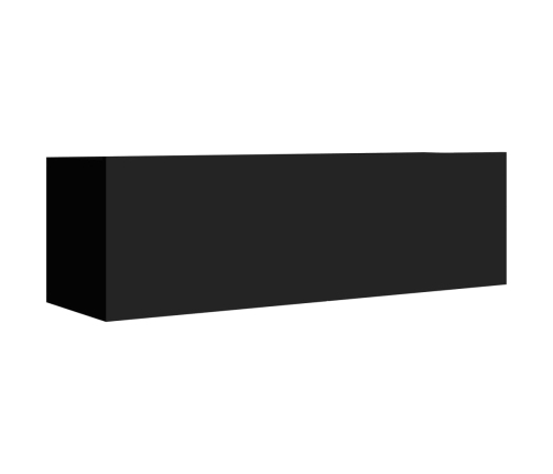 Juego de mueble para TV de 4 piezas madera contrachapada negro