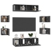 Set de muebles de salón TV 8 piezas madera ingeniería negro