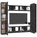 Set de muebles de salón TV 8 piezas madera ingeniería negro