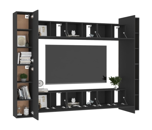 vidaXL Set de muebles de salón TV 10 piezas madera ingeniería negro