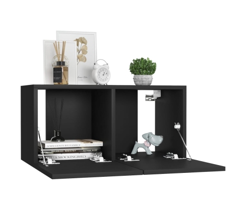 Set de muebles de salón TV 5 piezas madera de ingeniería negro