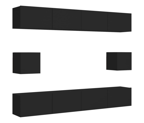 vidaXL Set de muebles de salón TV 6 piezas madera ingeniería negro