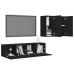 Set de muebles de salón TV 4 piezas madera de ingeniería negro