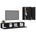 Set de muebles de salón TV 4 piezas madera de ingeniería negro