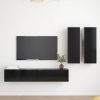 Set de muebles de salón TV 4 piezas madera de ingeniería negro