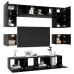 Set de muebles de salón TV 8 piezas madera ingeniería negro