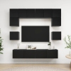 Set de muebles de salón TV 8 piezas madera ingeniería negro