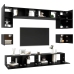 Set de muebles de salón TV 8 piezas madera ingeniería negro