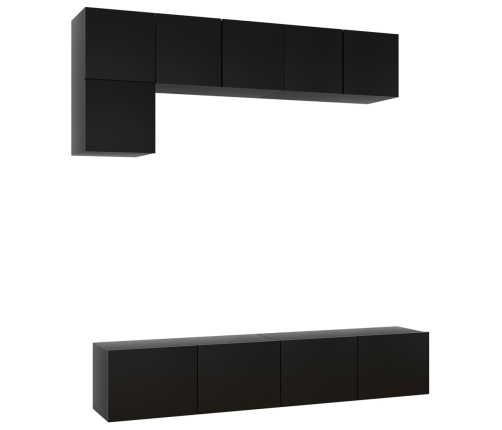 Set de muebles de salón TV 5 piezas madera ingeniería negro