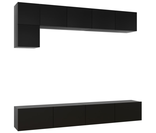 Set de muebles de salón TV 5 pzas madera de ingeniería negro