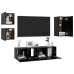 Set de muebles de TV 5 piezas madera contrachapada negro