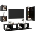 Set de muebles de TV 5 piezas madera contrachapada negro