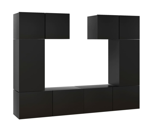 Set de muebles de salón TV 6 piezas madera de ingeniería negro