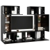 Set de muebles de salón TV 6 piezas madera de ingeniería negro