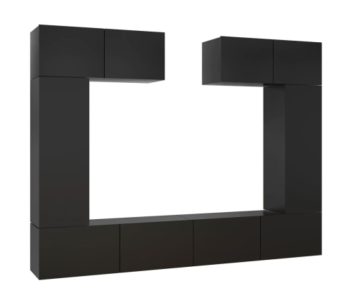 vidaXL Set de muebles de salón TV 6 piezas madera de ingeniería negro