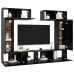 Set de muebles de salón TV 6 piezas madera de ingeniería negro