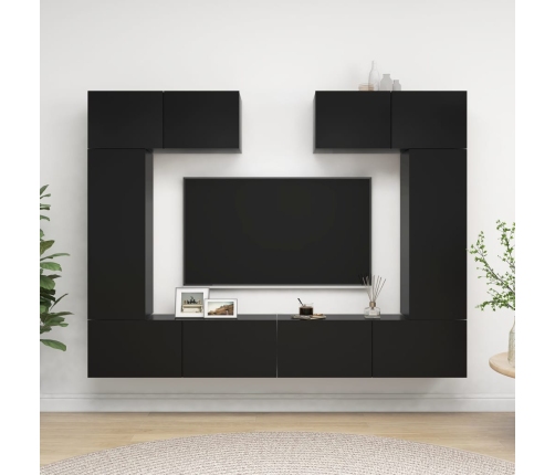 vidaXL Set de muebles de salón TV 6 piezas madera de ingeniería negro