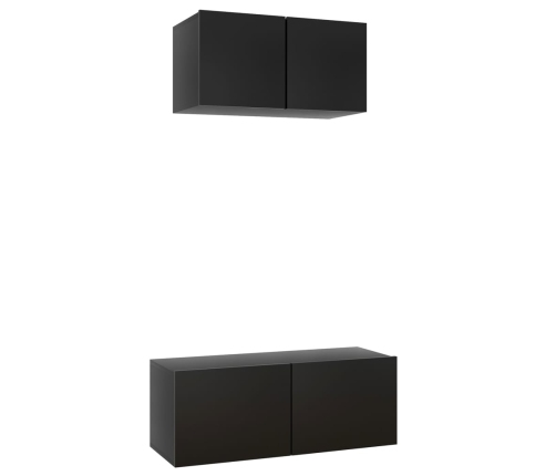 Set de muebles de salón TV 2 pzas madera de ingeniería negro