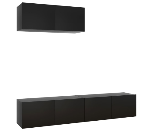 Set de muebles de salón TV 3 pzas madera de ingeniería negro