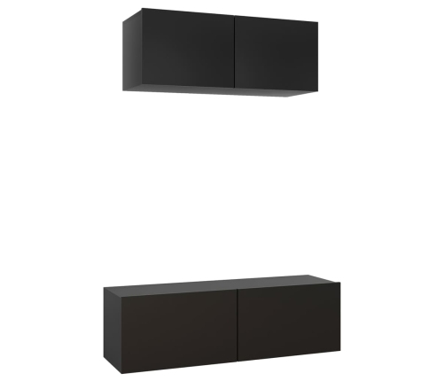 Set de muebles de salón TV 2 pzas madera de ingeniería negro