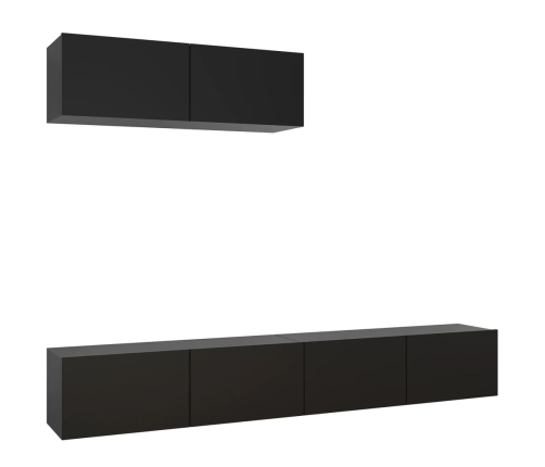 Set de muebles de salón TV 3 pzas madera de ingeniería negro