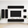 Set de muebles de salón TV 8 piezas madera ingeniería negro