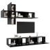 Set de muebles de TV 7 piezas madera contrachapada negro