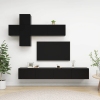 Set de muebles de TV 7 piezas madera contrachapada negro