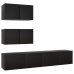 Set de muebles de salón TV 4 piezas madera de ingeniería negro