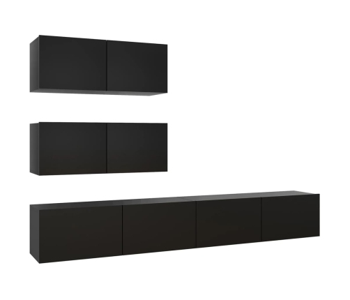 Set de muebles de salón TV 6 pzas madera de ingeniería negro