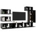 Set de muebles de salón TV 8 piezas madera ingeniería negro