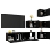 Set de muebles de salón TV 6 piezas madera ingeniería negro