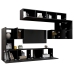 Set de muebles de salón TV 8 piezas madera ingeniería negro