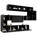 Set de muebles de salón TV 10 piezas madera ingeniería negro