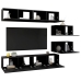 Set de muebles de salón TV 6 piezas madera ingeniería negro