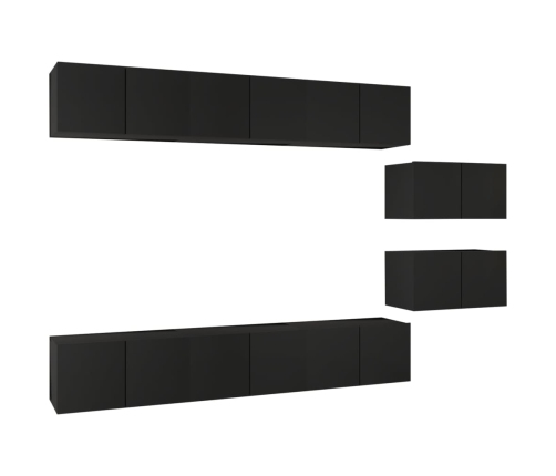 Set de muebles de TV salón 8 piezas madera contrachapada negro