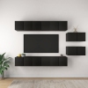 Set de muebles de TV salón 8 piezas madera contrachapada negro