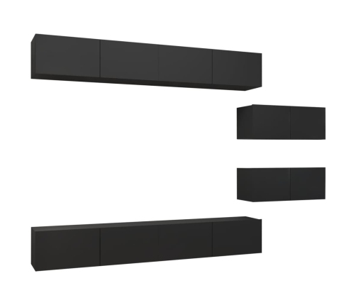 vidaXL Set de muebles de TV salón 6 piezas madera contrachapada negro