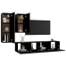 Set de muebles de TV salón 4 piezas madera contrachapada negro