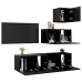 vidaXL Set de muebles de salón TV 4 piezas madera de ingeniería negro