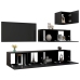 Set de muebles de salón TV 4 piezas madera contrachapada negro