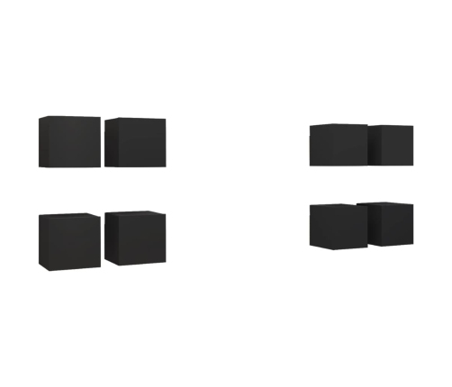 vidaXL Muebles de pared para TV 8 uds negro 30,5x30x30 cm